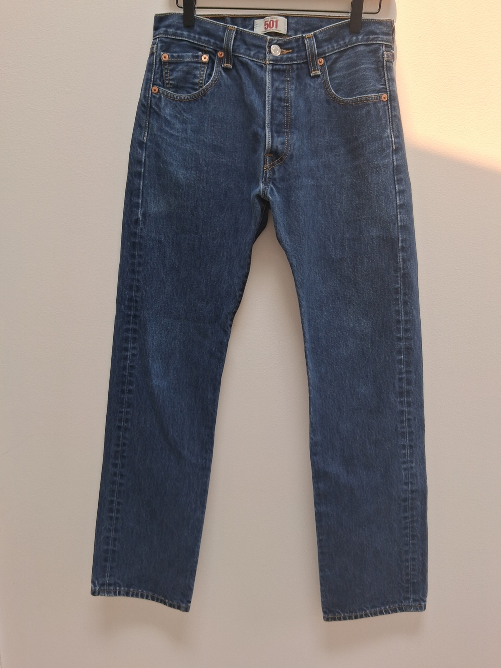 Levi's 501 Original Fit Straight Leg Jeans in Dark Blue Denim Women's 30 X 32
